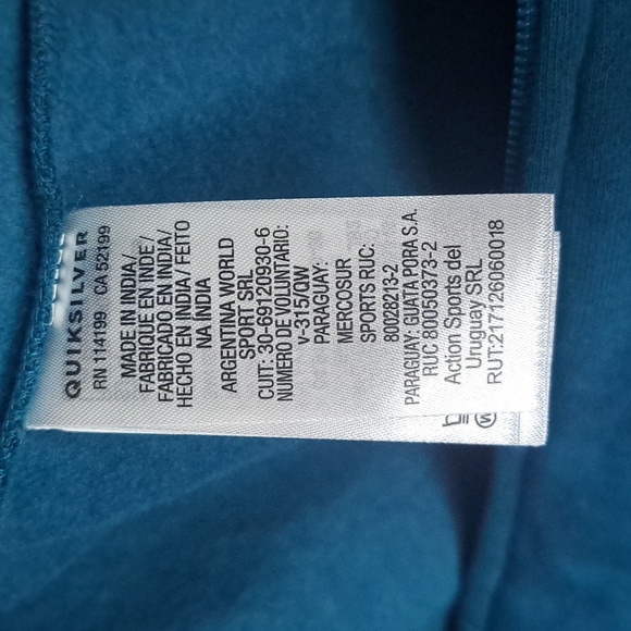 QUIKSILVER Teal Time Circle Screen Full Zip Fleece Hoodie M - Picture 8 of 10
